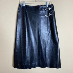 celine leather wrap skirt